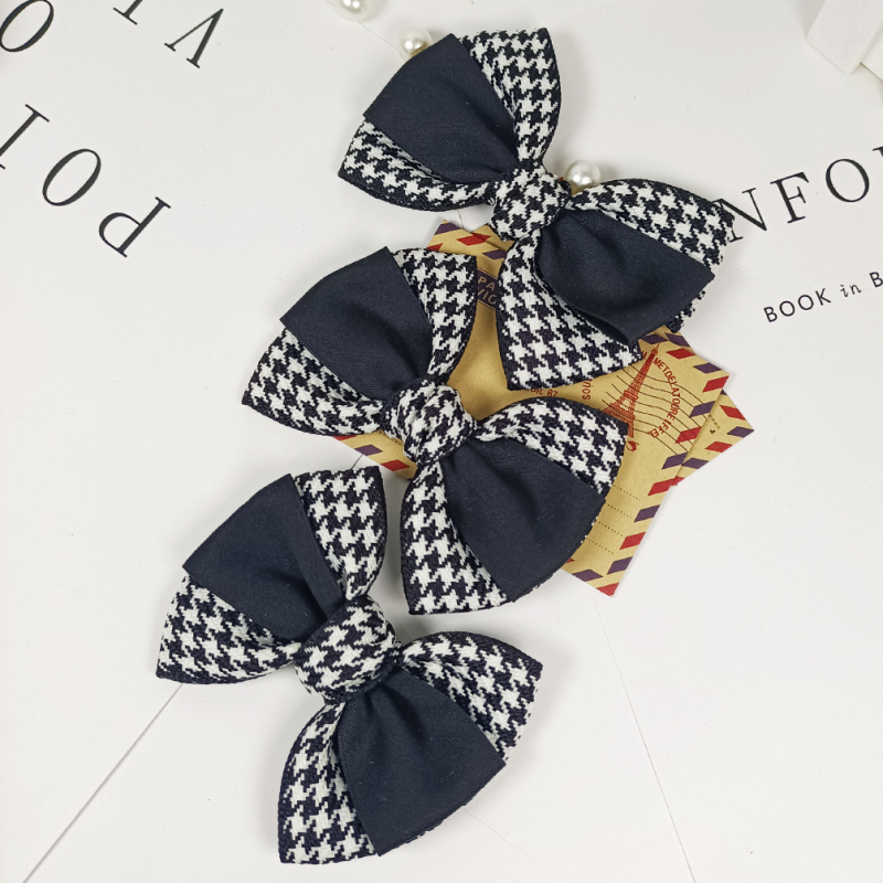 Korejiešu stila tūkstoš putnu piespraude retro vintage lielu rūtainu rakstu tauriņa mezglu matu aksesuārs izsmalcināts roku darbs modes apavu zieds