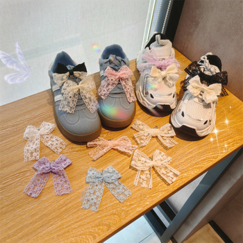 Pietų Korėjos rytų vartų nauji mergaitiški nėriniuoti kaspino baleto stiliaus bateliai su gėlėmis, aukštos kokybės, švelnūs treniruočių bateliai su dekoratyvinėmis gėlėmis