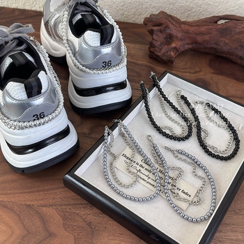 Stiilne moodne isiksuse kingapandlaga kingapaelte aksessuaarid värviline pärliketiga kahekihiline kingapandlaga universaalsed tossud kaunistuseks