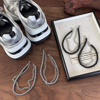 Stiilne moodne isiksuse kingapandlaga kingapaelte aksessuaarid värviline pärliketiga kahekihiline kingapandlaga universaalsed tossud kaunistuseks