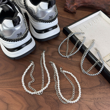 Stiilne moodne isiksuse kingapandlaga kingapaelte aksessuaarid värviline pärliketiga kahekihiline kingapandlaga universaalsed tossud kaunistuseks