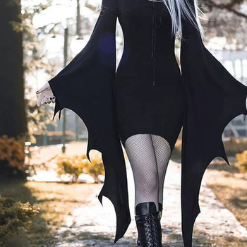 Νέα Ευρωπαϊκή και Αμερικανική Ρούχα Χριστούγεννα Halloween Φθινόπωρο Νέο Διασυνοριακό Φόρεμα με Φαρδιά Μανίκια και Τιράντες Amazon Pure Color