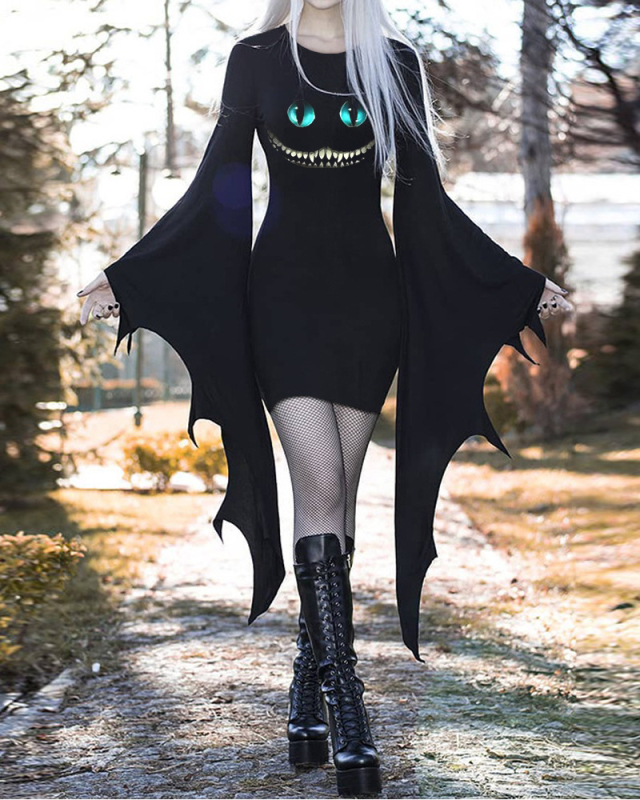 Νέα Ευρωπαϊκή και Αμερικανική Ρούχα Χριστούγεννα Halloween Φθινόπωρο Νέο Διασυνοριακό Φόρεμα με Φαρδιά Μανίκια και Τιράντες Amazon Pure Color