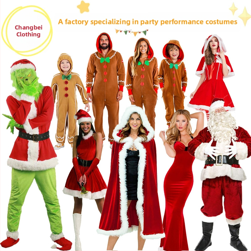 Euroopa ja Ameerika jõuluriided Naiste jõuluvana kostüüm Uusaasta sõjarüü kleit Etenduskostüüm Mantel