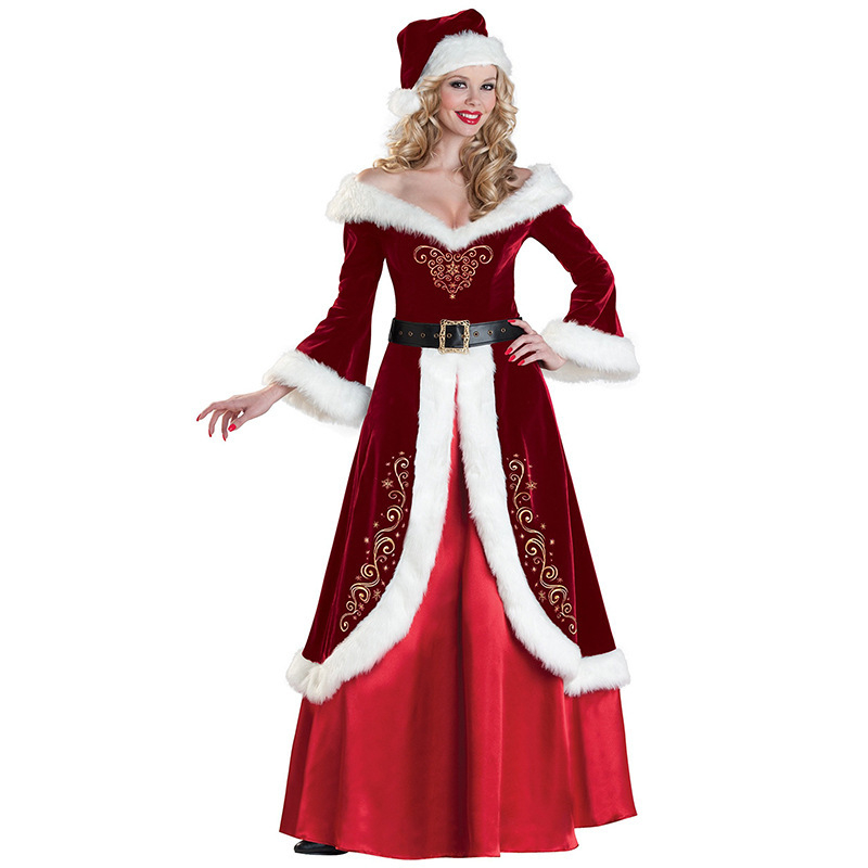 Euroopa ja Ameerika jõuluriided Naiste jõuluvana kostüüm Uusaasta sõjarüü kleit Etenduskostüüm Mantel