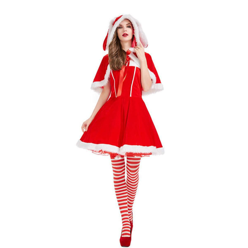 Euroopa ja Ameerika jõuluriided Naiste jõuluvana kostüüm Uusaasta sõjarüü kleit Etenduskostüüm Mantel