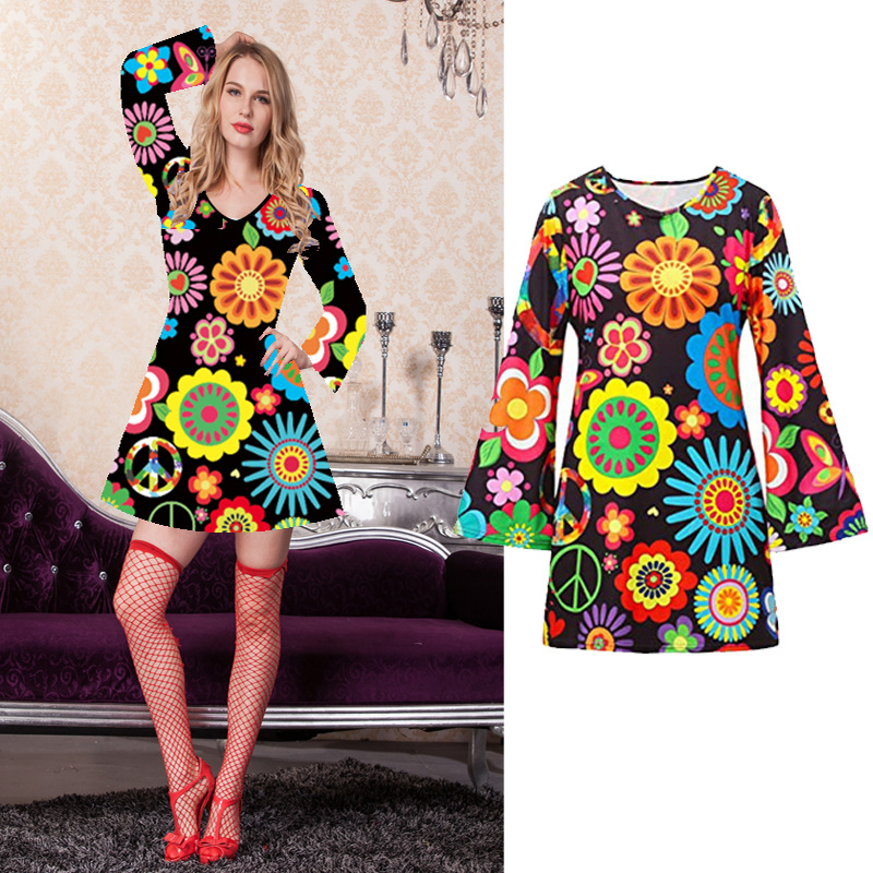 Amazoni retro 70ndate halloweeni hipi hipi kostüüm ööklubi baaripeo lavaesinemise kostüüm