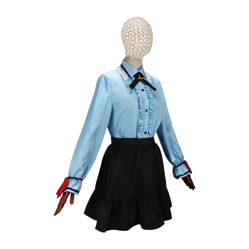 Maailmaplaan värvikas lava Tonggu Yao cos riided sinine pikkade varrukatega vormiriietus lühike seelik cosplay anime riietusriided