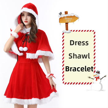 Seksikad valged kohevad jõuluriided laos Jõulukostüüm Kuldse sametkangast jänkutüdruku kostüüm Lavaesinemine