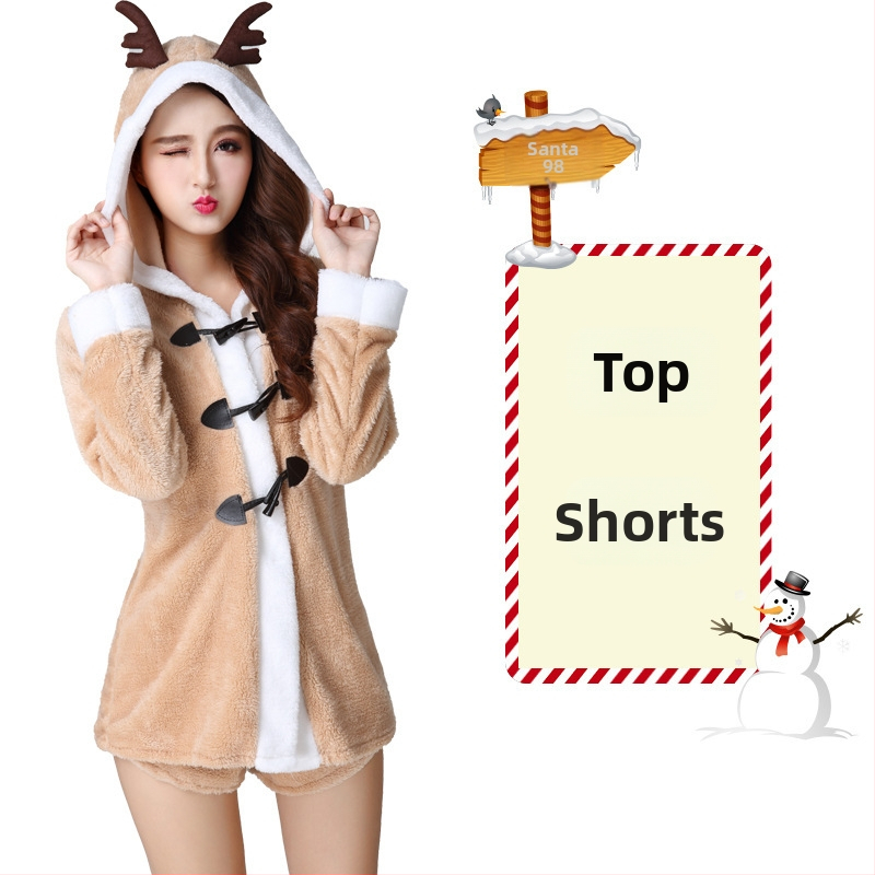 Seksikad valged kohevad jõuluriided laos Jõulukostüüm Kuldse sametkangast jänkutüdruku kostüüm Lavaesinemine