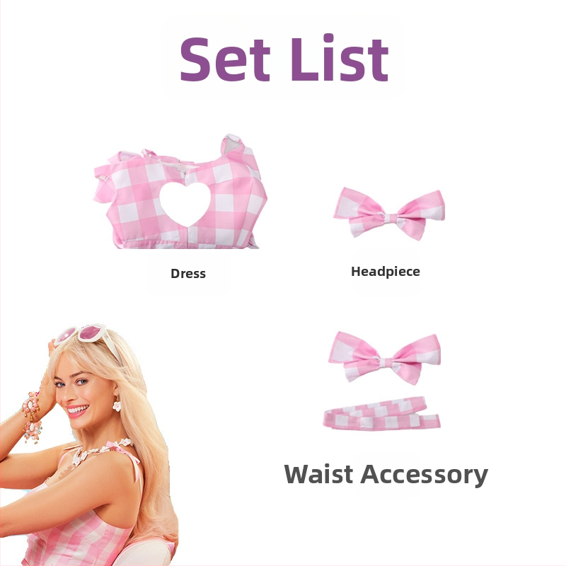 2023. aasta filmi Barbie kostüüm päriselus, kleit-sukad, Cosplay Halloweeni rollimäng