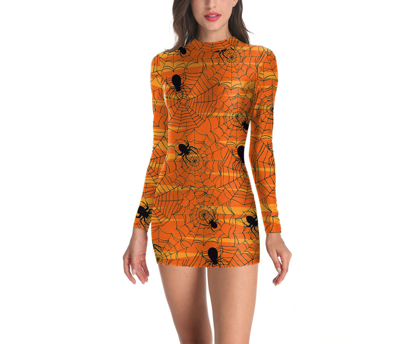 Halloweenske večerné šaty na predstavenie, párty šaty s potlačou telového tkaniva, spojené šaty s lebkou, úzke šaty