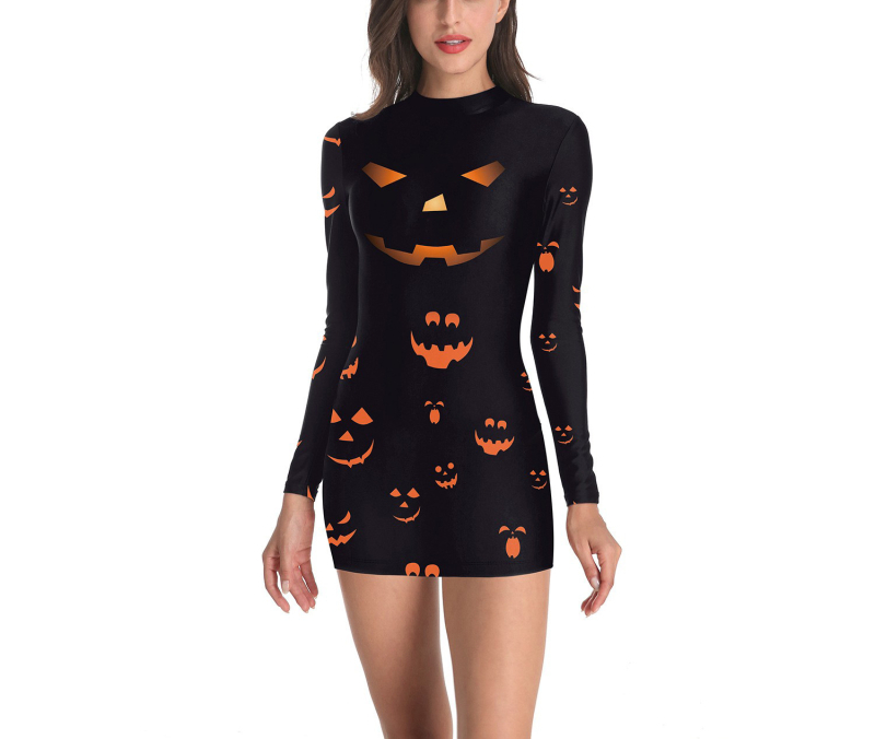 Halloweenske večerné šaty na predstavenie, párty šaty s potlačou telového tkaniva, spojené šaty s lebkou, úzke šaty