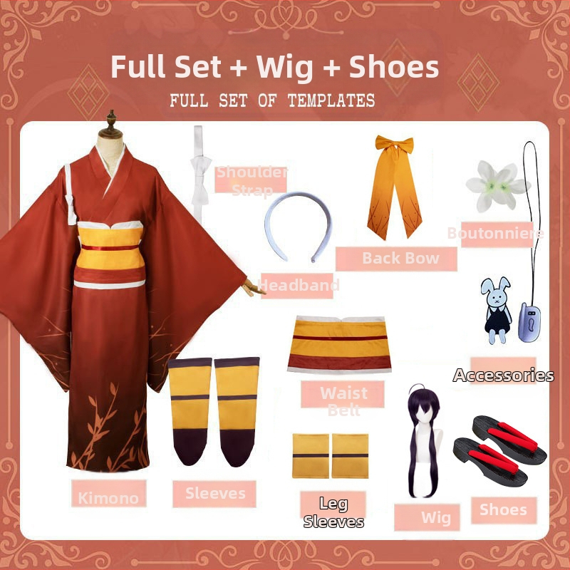 Wenhao metskoer cosplay ülikond cosplay ülikond nott lumi kevad peegel lill cos ülikond hommikumantel kimono rollimänguülikond