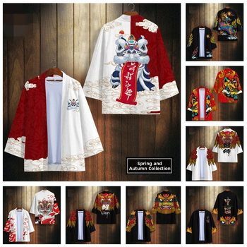 Piiriülene uus rahvusstiilis Xingshi 3D digitaaltrükiga kimono rüü, poolvarrukatega sulgedest kootud kardigan