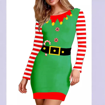 Halloween 2024 transfrontalier Amazon Europa și Statele Unite rochie slim elastică strâmtă cu mânecă lungă fustă imprimată distractivă pentru femei