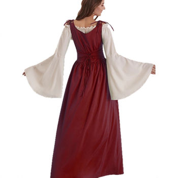 Amazon AliExpressi keskaegse halloweeni taassünni kleit komplekt vöökohaga kraega cos kleit laos