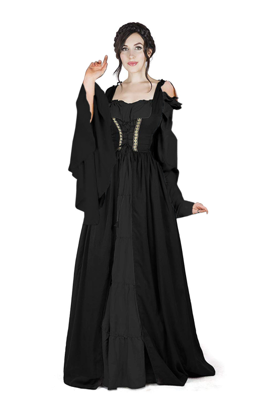 Amazon AliExpressi keskaegse halloweeni taassünni kleit komplekt vöökohaga kraega cos kleit laos