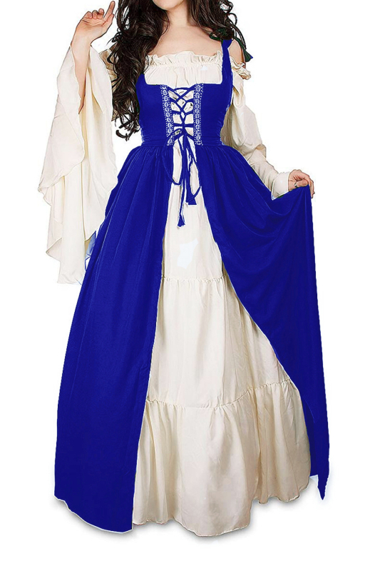 Amazon AliExpressi keskaegse halloweeni taassünni kleit komplekt vöökohaga kraega cos kleit laos