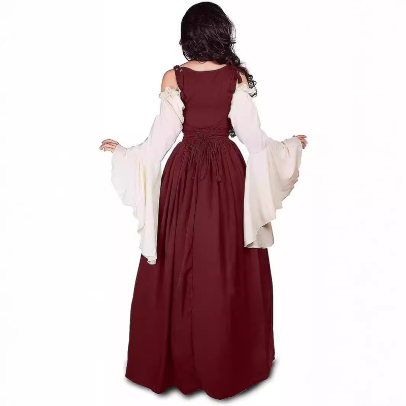 Amazon AliExpressi keskaegse halloweeni taassünni kleit komplekt vöökohaga kraega cos kleit laos