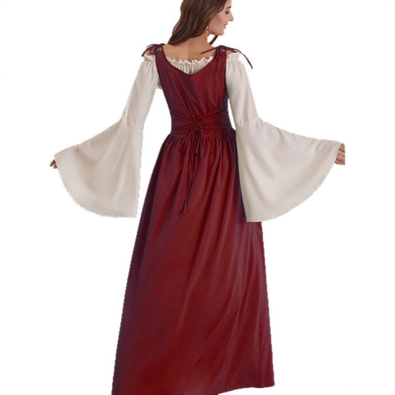 Amazon AliExpressi keskaegse halloweeni taassünni kleit komplekt vöökohaga kraega cos kleit laos