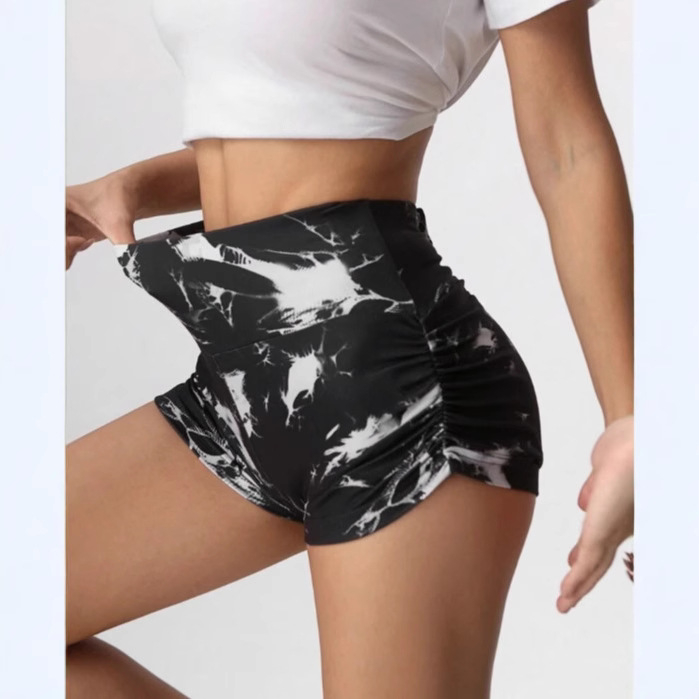 Pantaloni scurți plisați cu imprimeu de craniu de Halloween 2025 Amazon vară și toamnă pantaloni scurți sport cu talie înaltă pentru femei