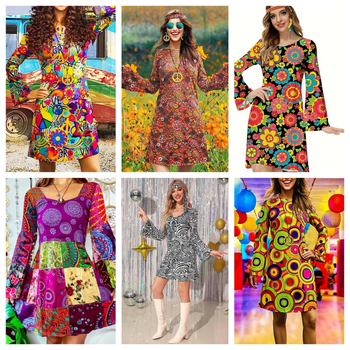 Amazon transfrontalier nou festival de îmbrăcăminte pentru femei europene și americane, îmbrăcăminte hippie vintage cu rochie pentru femei cu eșarfă pe cap