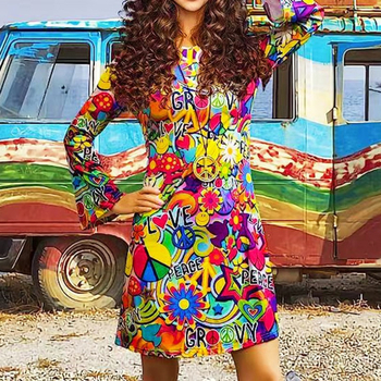 Amazon transfrontalier nou festival de îmbrăcăminte pentru femei europene și americane, îmbrăcăminte hippie vintage cu rochie pentru femei cu eșarfă pe cap