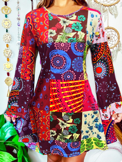 Amazon transfrontalier nou festival de îmbrăcăminte pentru femei europene și americane, îmbrăcăminte hippie vintage cu rochie pentru femei cu eșarfă pe cap