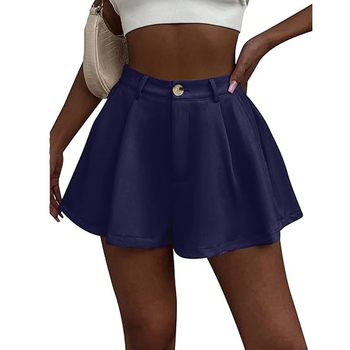 Amazon Cross-Border női rugalmas, magas derekú, széles szárú, elegáns rövidnadrág, rakott, formális nyári rövidnadrág
