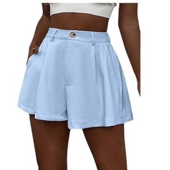 Amazon Cross-Border női rugalmas, magas derekú, széles szárú, elegáns rövidnadrág, rakott, formális nyári rövidnadrág