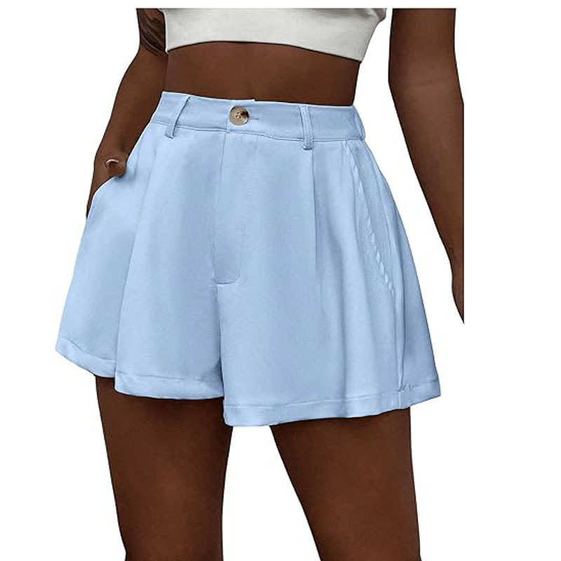 Amazon Cross-Border női rugalmas, magas derekú, széles szárú, elegáns rövidnadrág, rakott, formális nyári rövidnadrág