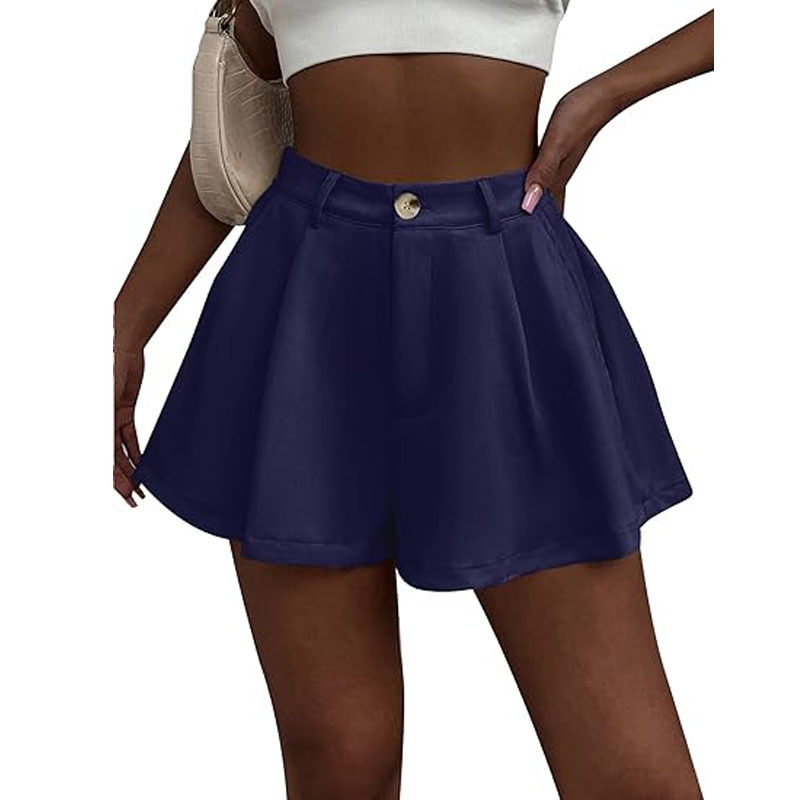 Amazon Cross-Border női rugalmas, magas derekú, széles szárú, elegáns rövidnadrág, rakott, formális nyári rövidnadrág