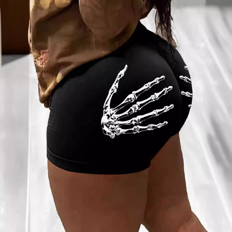 Pantaloni scurți imprimați transfrontalieri pentru femei, pantaloni de fitness cu trei puncte, pantaloni strâmți sexy europeni și americani, DK09-327