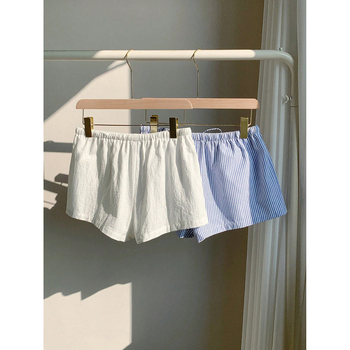 Летни нови модни основни нишови раирани еластични връзки ежедневни шорти за жени свободни отслабващи универсални домашни панталони