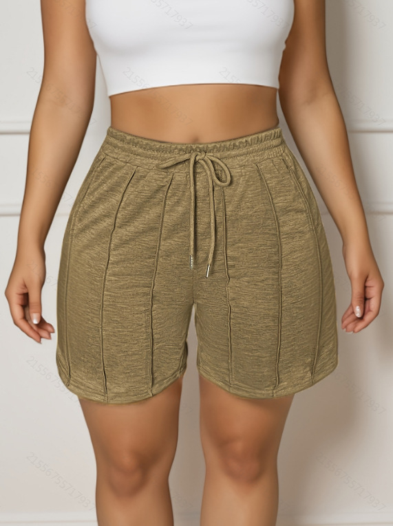 Дамско облекло за жени с големи размери, трансгранично европейско и американско облекло, Amazon AliExpress, ново лято, едноцветно, ежедневие, с връзки