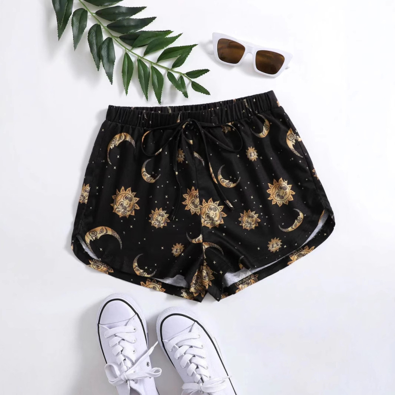 2025 Cross-Border Independent Station Populárne 280g froté dámske ležérne šortky s digitálnou potlačou na domáce nosenie