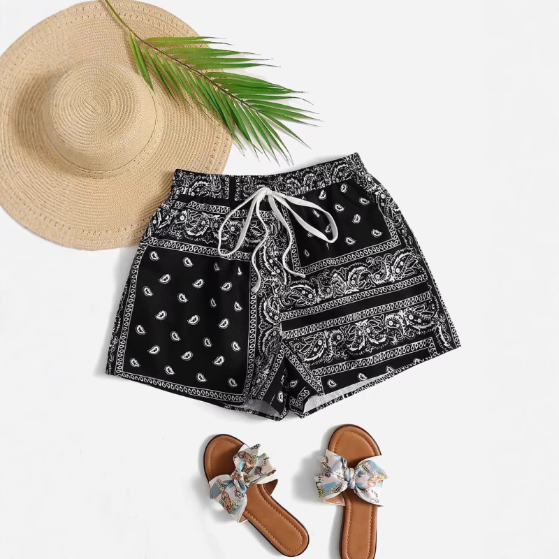 2025 Cross-Border Independent Station Populárne 280g froté dámske ležérne šortky s digitálnou potlačou na domáce nosenie