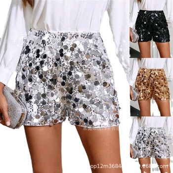 Трансгранично европейско и американско облекло Amazon Aliexpress Дамски лъскави пайети къси панталони Банкетна пола Блестящи панталони за жени