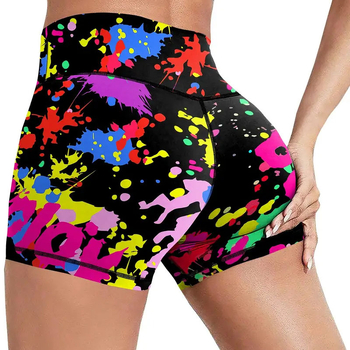 Euroopa ja Ameerika daamide värvipritsmetega kõrge vöökohaga joogapüksid, väliskaubanduse piiriülese moe graffiti spordipüksid, fitness