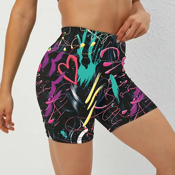 Euroopa ja Ameerika daamide värvipritsmetega kõrge vöökohaga joogapüksid, väliskaubanduse piiriülese moe graffiti spordipüksid, fitness