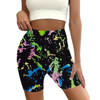 Euroopa ja Ameerika daamide värvipritsmetega kõrge vöökohaga joogapüksid, väliskaubanduse piiriülese moe graffiti spordipüksid, fitness