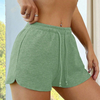 Pantaloni scurți sport de vară din trei părți, cu talie elastică și șnur, despicați lateral, confortabili și casual