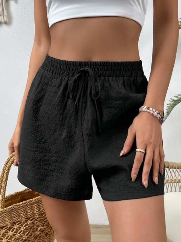 2025 Export transfrontalier european și american Temu Amazon Teg Tok Pantaloni scurți eleganți texturați din bumbac și in, cu talie înnodată