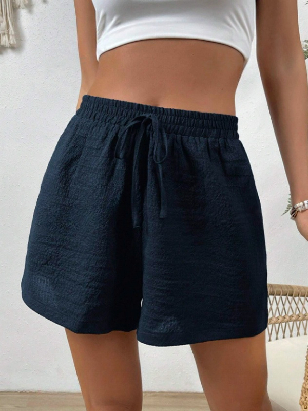 2025 Export transfrontalier european și american Temu Amazon Teg Tok Pantaloni scurți eleganți texturați din bumbac și in, cu talie înnodată