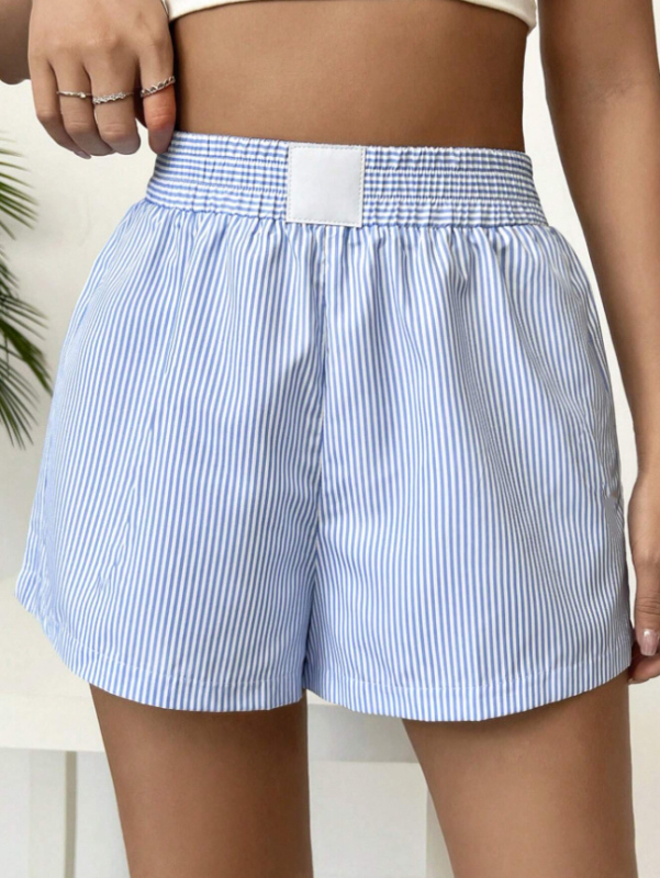 Трансгранични европейски и американски нови дамски летни модни ежедневни раирани шорти за жени през 2024 г.