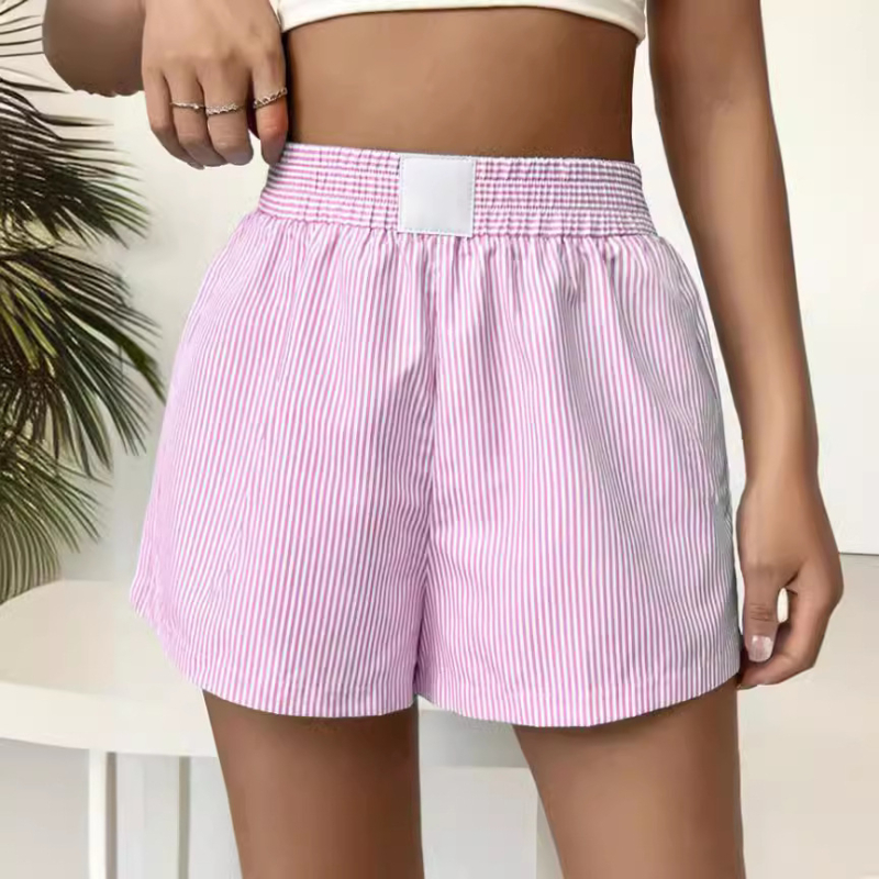 Трансгранични европейски и американски нови дамски летни модни ежедневни раирани шорти за жени през 2024 г.