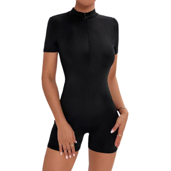 Salopetă sexy cu fermoar american 2024, la modă, slim fit, cu croială simplă, culoare solidă, de vară