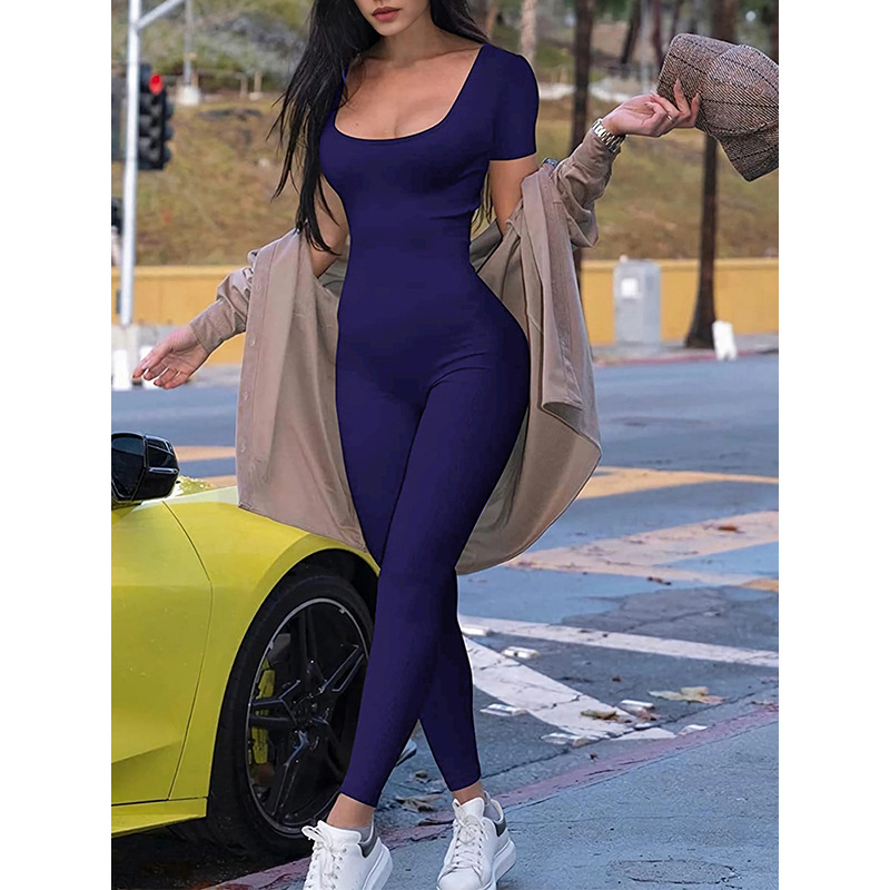 Amazon 2025 jar a leto nové zahraničné obchodné európske a americké dámske módne sexy krátke rukávy slim hip nohavice