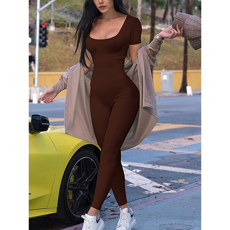 Amazon 2025 jar a leto nové zahraničné obchodné európske a americké dámske módne sexy krátke rukávy slim hip nohavice